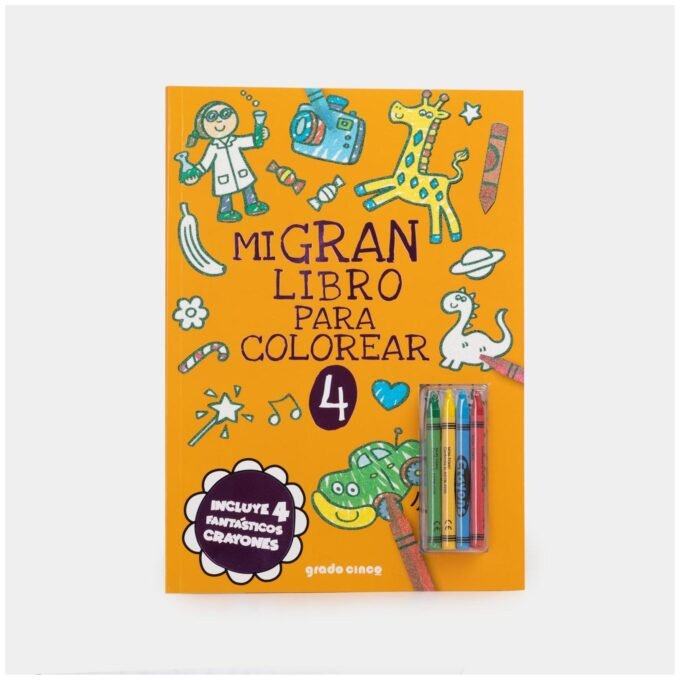 mi gran libro colorear - naranja - incluye 4 crayones